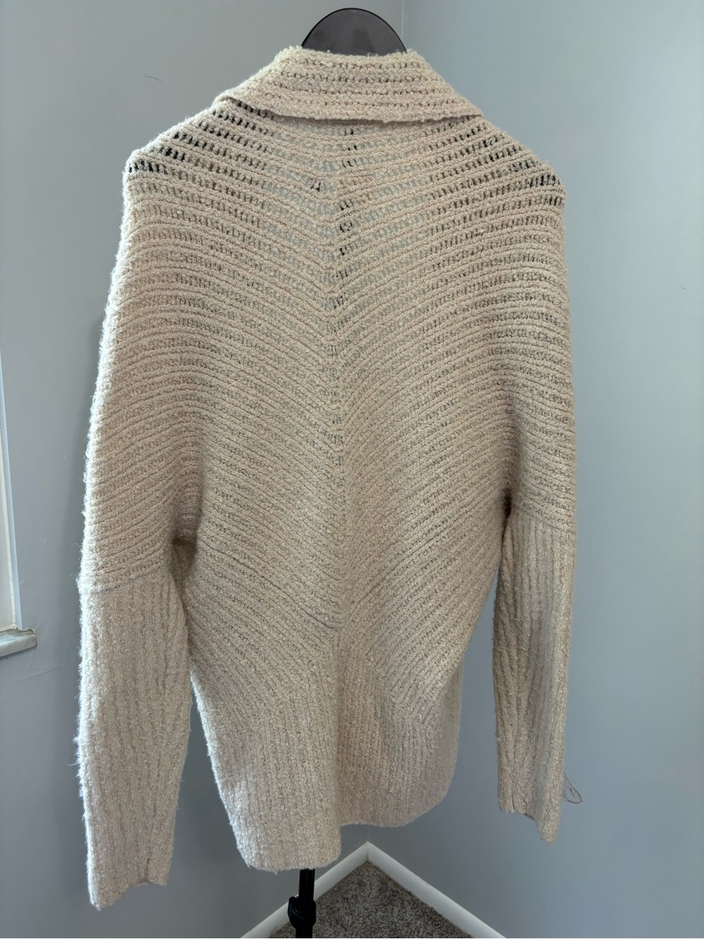 Anthro Sleeping on Snow Chevron Cocoon Cardigan XS Cream Alpaca Wool Boho Chic - Picture 4 of 11